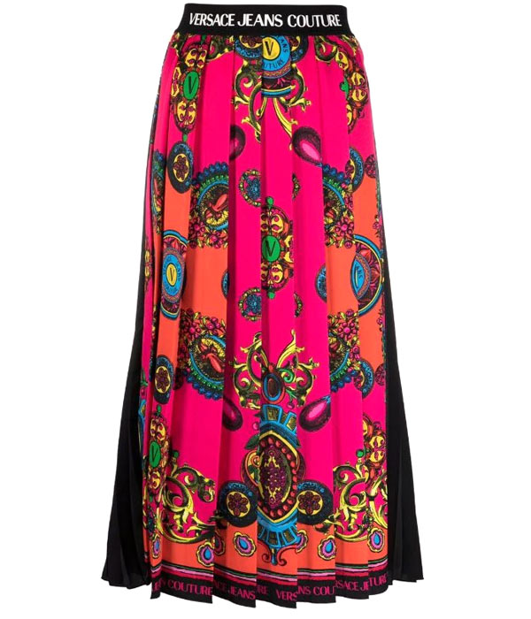 Baroque Print Pleated Midi Skirt – Versace Jeans Couture