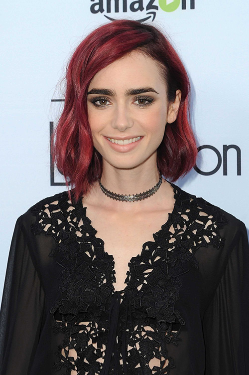 Lily-Collins’-fire-red-hair
